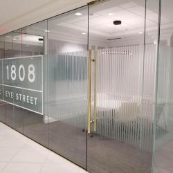 Atlantic Sun Control's Decorative Window Film at 1808 I Street: A Blend of Style and Privacy.